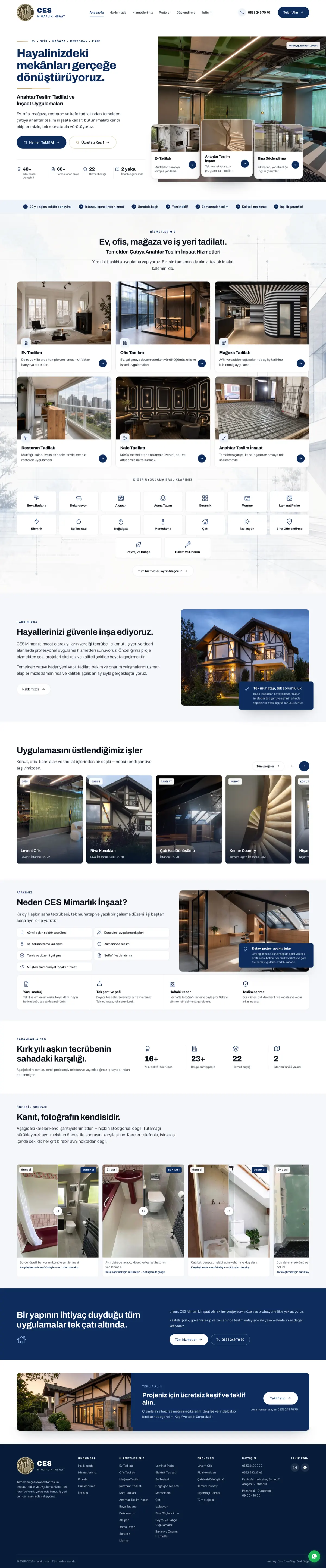CES Mimarlık architecture and construction company website homepage