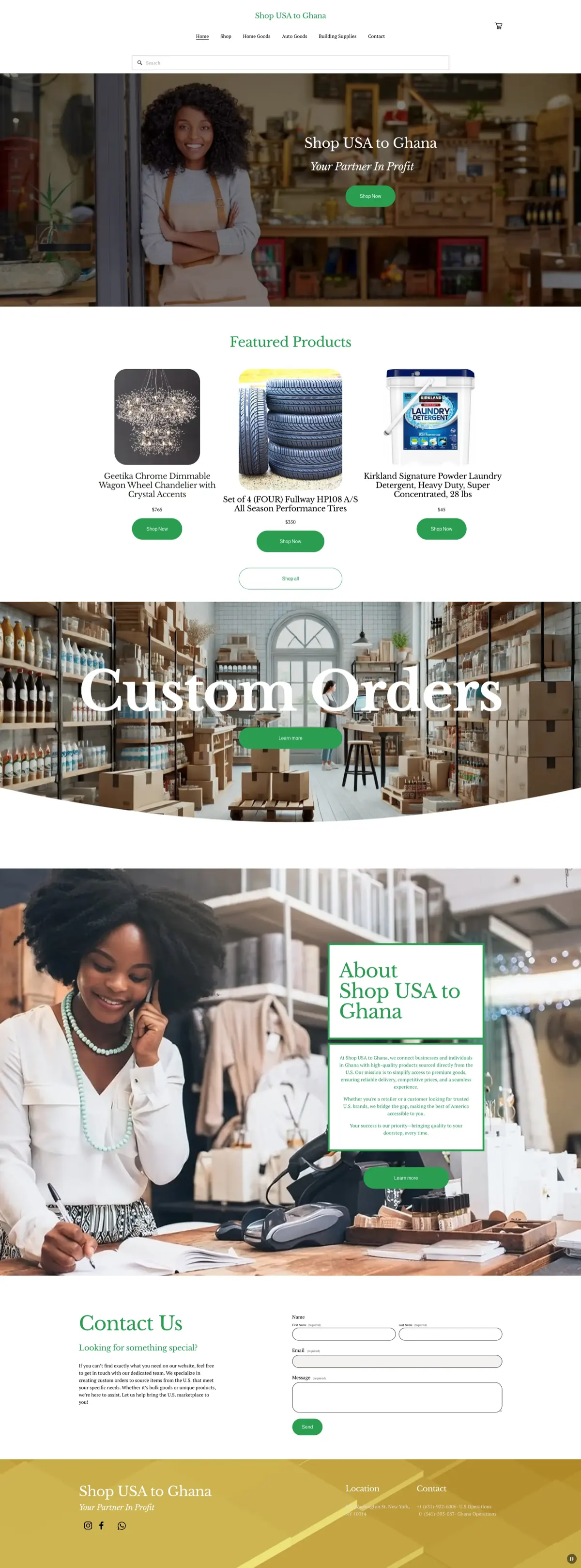ShopUSA to Ghana cross-border e-commerce storefront homepage